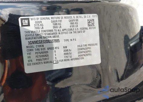 2013 Chevrolet Avalanche Ltz z USA, uszkodzony, nr VIN 3GNMCGE02DG337885